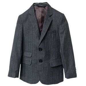 LEO & ZACHARY Boys Blazer Size 7 Grey Flannel Pinstripe Suit Jacket